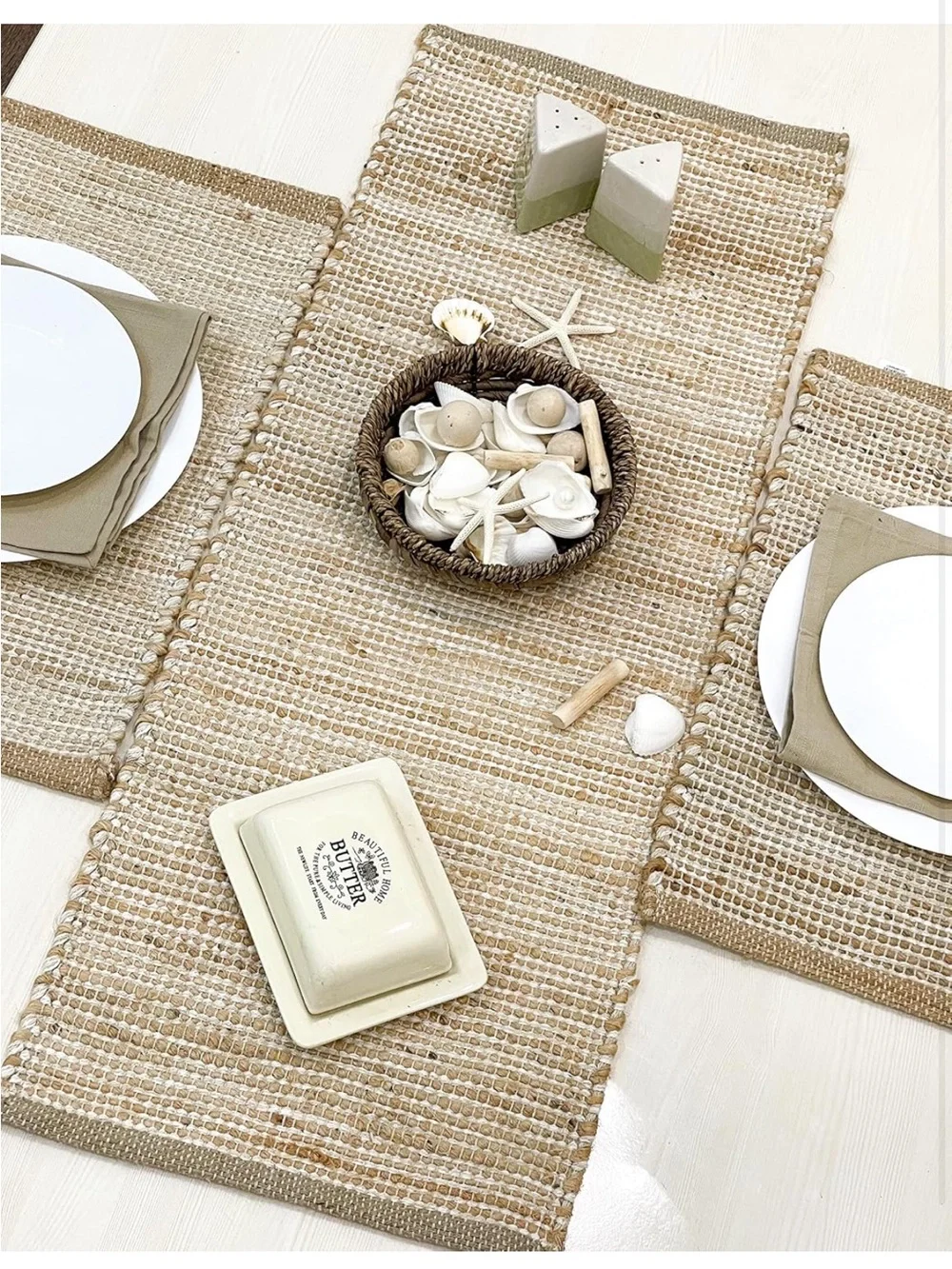 NEW Natural Jute Handwoven Table Runner– Vintage Boho Rustic Decor 13”x36”